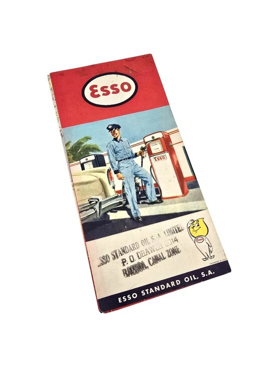 Esso Other - Vintage 1960 Esso Mapa De La República De Panamá Foldable Road Map LI632